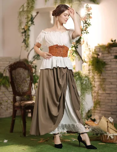 Vista 5 de Scarlet Darkness Maxi Long Skirt for Women Double-Layer Victorian Renaissance Skirts