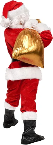 Vista 3 de Disfraz de Papá Noel para niños y niños, 9 piezas de franela de lujo