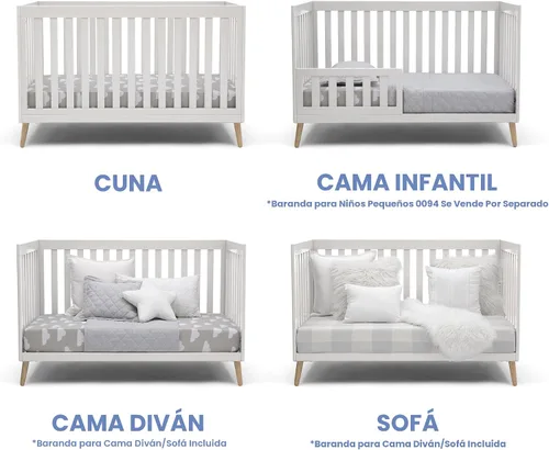 Vista 4 de Delta Children Essex - Cuna convertible 4 en 1, color blanco Bianca con patas de color natural Bianca Blanco
