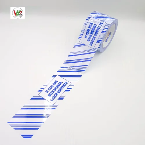 Vista 4 de VP Cinta de embalaje de seguridad impresa, 3 pulgadas x 110 yardas, espesor 2.0 mil,6 rollos., azul y blanco (3s)