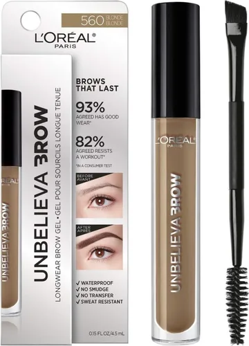 Vista 11 de L'Oreal Paris Unbelieva-Brow Gel tintado impermeable para cejas de larga duración, resistente a las manchas, a prueba de transferencia, secado Negro
