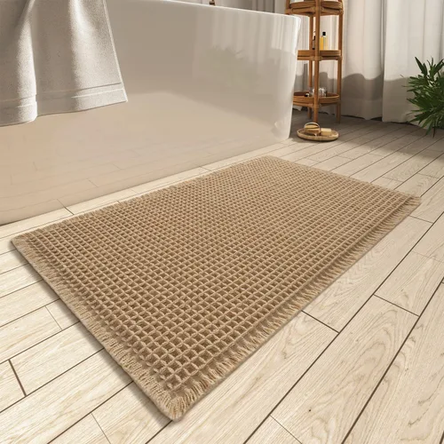 Vista 77 de AMOAMI Tapete de baño mejorado con diseño de gofre, súper absorbente, antideslizante, para suelo de baño, lavable a máquina, con borlas, tapetes
