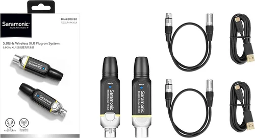 Vista 2 de Saramonic Sistema XLR inalámbrico enchufable de 5.8 GHz para micrófonos dinámicos y alimentados por batería con receptor XLR enchufable