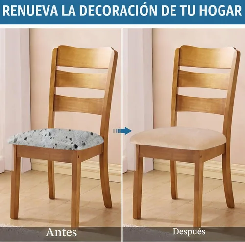 Vista 5 de Smiry - Fundas de asiento de terciopelo para silla de comedor, juego de 2, ajuste elástico, extraíbles y lavables, fundas protectoras de cojín