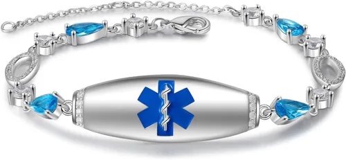 Vista 58 de OPALSTOCK Pulseras médicas personalizadas de silicona ajustable para identificación de emergencias, grabado gratuito, 9 pulgadas, resistente al