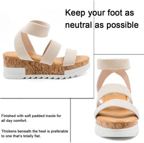 Vista 3 de Sandalias de plataforma y correa elástica de corcho Athlefit para mujer