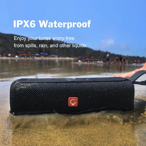 Vista 3 de DOSS E-gob II Altavoces Bluetooth portátiles con sonido superior y graves extra, IPX6 resistente al agua, micrófono integrado, controlador de 12 W