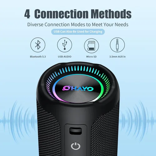 Vista 7 de Altavoz Bluetooth inalámbrico fuerte sonido estéreo IPX7 impermeable al aire libre portátil 25W Super Bass Altavoces para fiesta en casa playa
