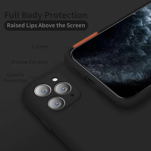 Vista 4 de Cordking Funda de silicona diseñada para iPhone 11 Pro, ultra delgada, a prueba de golpes, con forro de microfibra suave antiarañazos, protección