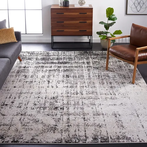 Vista 21 de SAFAVIEH Adirondack Collection - Alfombra de pasillo de 2 pies 1 pulgada x 8 pies, beige y pizarra, diseño abstracto moderno, no desprende pelusa