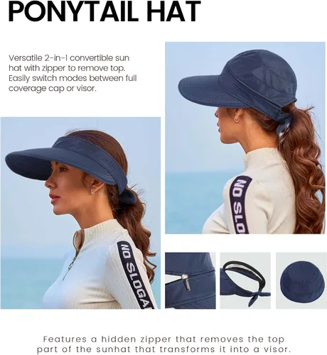 Vista 2 de Simplicity - Sombrero con protección solar UV UPF 50 para mujer, convertible en visera para playa