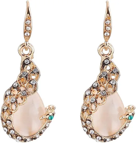 Vista 6 de ASHMITA Collar de lágrima de oro rosa con piedras preciosas cuelgan los pendientes de la boda