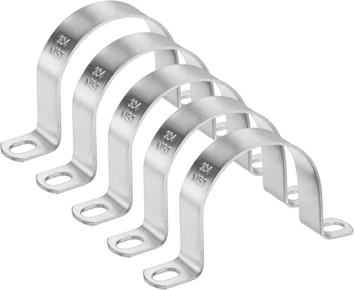 Vista 18 de M METERXITY Paquete de 3 abrazaderas de conducto, correa rígida de acero inoxidable 304 de 3-1/2 pulgadas M89 U con 2 agujeros