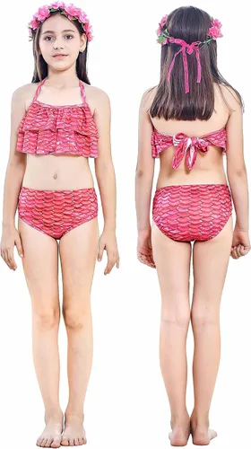 Vista 5 de Conjunto de traje de baño de 6 piezas con monoaleta para nadar para niñas de 4 a 13 años