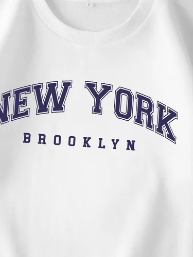 Vista 3 de SOLY HUX Sudadera de manga larga con estampado gráfico de letras para mujer