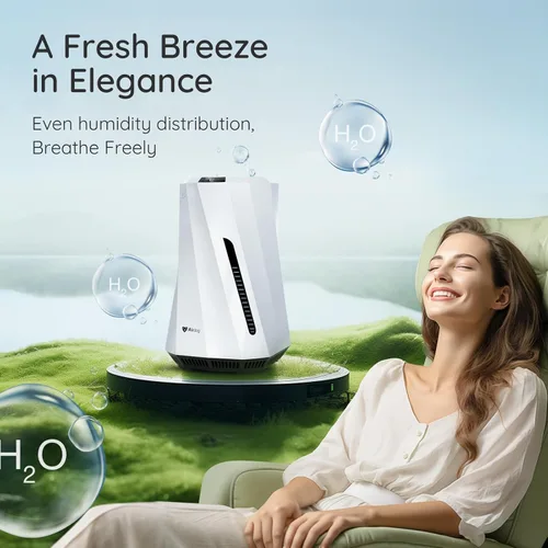 Vista 6 de Airdog MOI Humidificador evaporativo para bebé: humidificador sin niebla, humidificador sin moho, silencioso, pantalla LED de nivel de agua