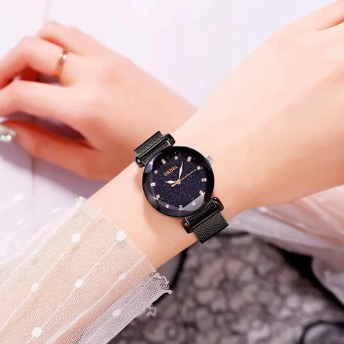 Vista 4 de GOSASA Reloj de pulsera de cuarzo para mujer, estilo simple, impermeable, correa de acero