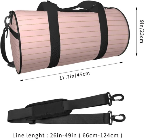 Vista 2 de Large Duffle Bag for Travel - Retro gold pink pinstripe print A Gym Bag for Women Men, Travel Foldable Bags for Women Men with Zippered Multiple