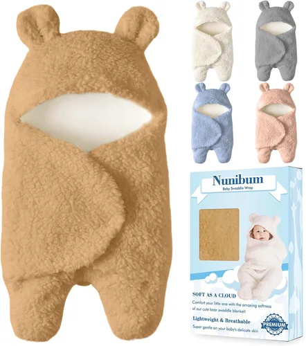Vista 11 de Nunibum Manta Envolvente para Bebé Niños Niñas Lindo Oso de Felpa Manta Receptora Esencial Ultra-Suave Lista de Regalos para Recién Nacidos Azul