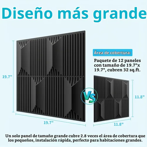 Vista 2 de Art3dwallpanels Panel de pared 3D de PVC para decoración de pared interior, 19.7 x 19.7 pulgadas, paneles de pared 3D de PVC, paneles de pared