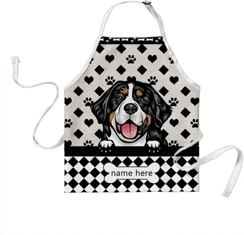 Vista 16 de Delantal de aseo de perros de lunares personalizado lindo perro Airedale, rojo (Airedale)