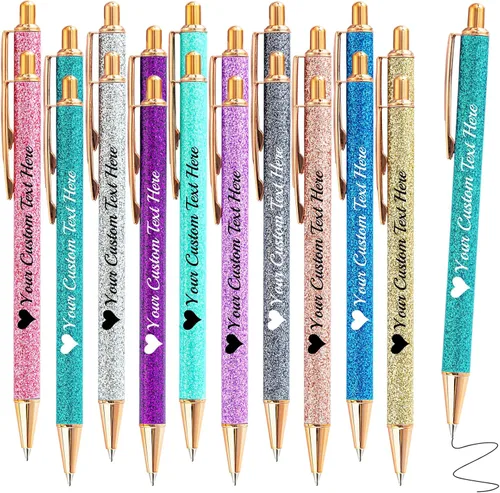 Vista 105 de Bolígrafos de purpurina personalizados con nombre impreso, bolígrafo personalizado con barril de metal, retráctil, bonito y elegante, regalos
