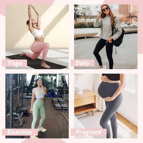 Vista 2 de Leggings de cintura alta para mujer, pantalones deportivos suaves con control de abdomen para correr, ciclismo, yoga, entrenamiento, talla regular