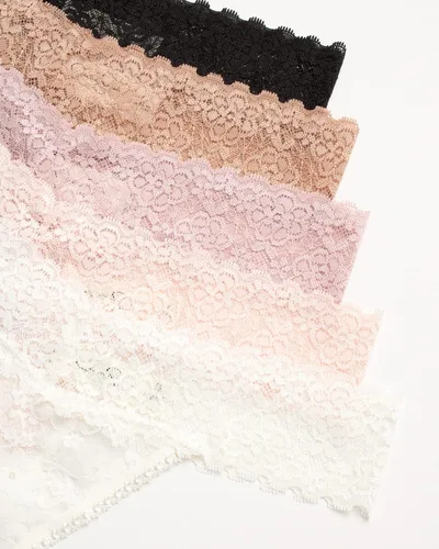 Vista 3 de Jessica Simpson Ropa interior para mujer, paquete de 5 calzones de microfibra elástica con encaje (S-XL)