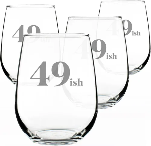 Vista 7 de Custom 49ish - Funny 50th Birthday Wine Glass for Women Turning 50 - Large 17 Oz - Bday Party Decorations - Customized Wine Glass Gift