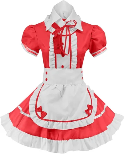Vista 2 de bawilom Disfraz de sirvienta japonesa para mujer, talla grande, disfraz de anime, cosplay, Halloween, vestido de lolita, vestido de camarera