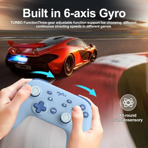Vista 5 de PXN P50H Wireless Switch Pro Controller, Dual Shock Gamepad Joystick Support NFC Turbo, Macro, Gyro Axis, Wake-Up, Hall Effect Joysticks, for