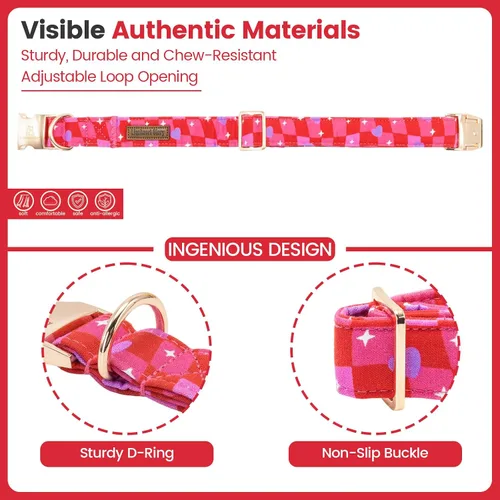 Vista 51 de Collar de perro Lionheart Glory, collar de perro rosa con flor, lindo collar para mascotas con patrón floral ajustable para perros pequeños Rosado