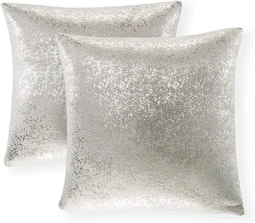 Vista 54 de Xinrjojo Juego de 2 almohadas brillantes en negro y dorado, almohadas suaves y brillantes decorativas, juego de fundas de almohada cuadradas negras