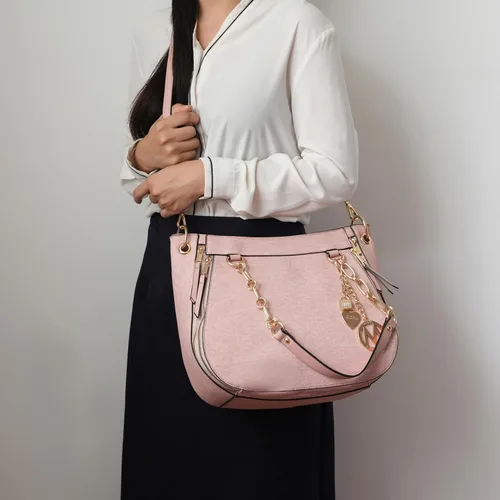 Vista 4 de MKF Collection Bolso de mano con cartera de muñeca, bolso cruzado de cuero vegano para mujer
