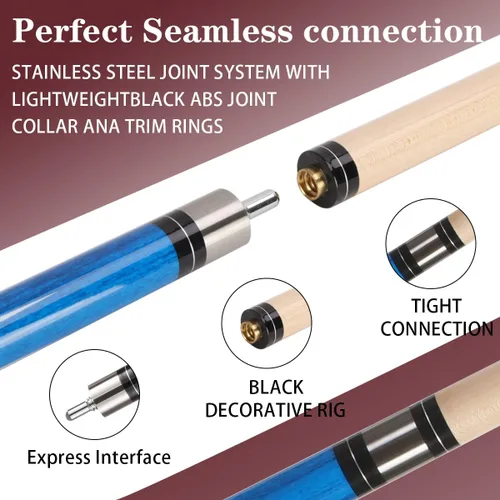 Vista 4 de Heavy Hitter Jump Break Cue 3-Piece, 23oz~25oz 14mm Bakelite Tip Pool Cue for Effortless Jumps