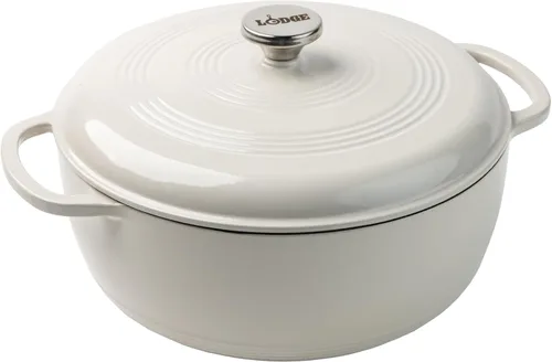 Vista 21 de Lodge - Horno holandés de hierro fundido esmaltado, 7.5 cuartos de galón, albaricoque