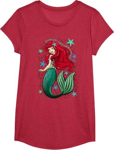 Vista 30 de Disney The Little Mermaid - Camiseta con notas musicales de Ariel, talla S Blanco