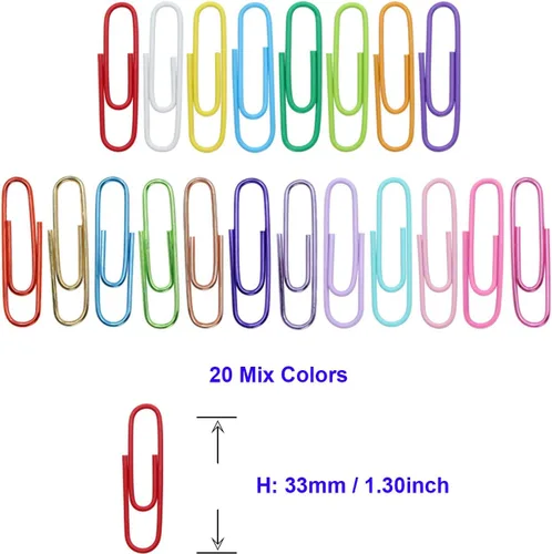 Vista 4 de 100 clips de papel con caja de plástico de clips de papel para papelería de oficina 1.299 in multicolor II