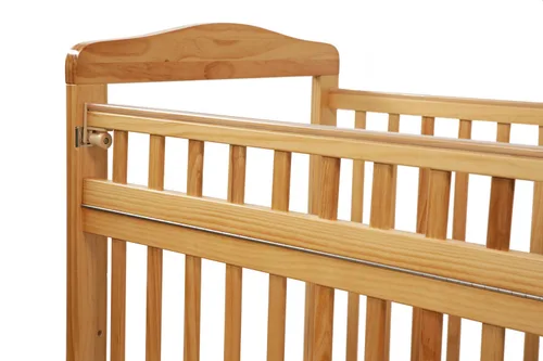 Vista 6 de LA Baby - Cuna compacta de madera no plegable con puerta de seguridad, natural