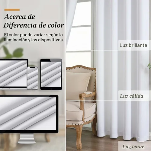 Vista 6 de Simplebrand Cortinas blancas puras de 96 pulgadas de largo para oscurecer la habitación, juego de 2 paneles para dormitorio/sala de estar, bloqueo