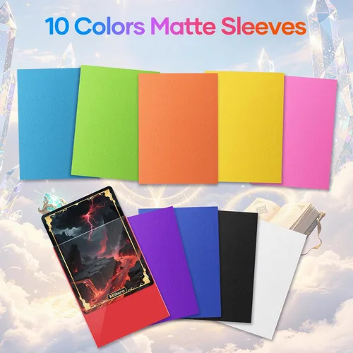 Vista 2 de Mlikero 1000 fundas para tarjetas, fundas para tarjetas de béisbol para tarjetas estándar, 10 colores fundas para tarjetas intercambiables aptas