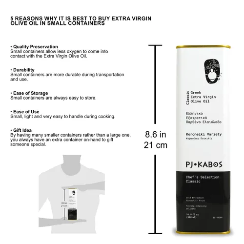 Vista 6 de PJ KABOS - Aceite de oliva griego extra virgen, certificado puro prensado en frío de Grecia, alto sabor fenólico y delicado, comestibles diarios