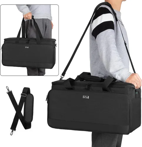 Vista 5 de LoDrid - Bolsa grande para archivos de cables con parte inferior acolchada para equipos de música, color negro