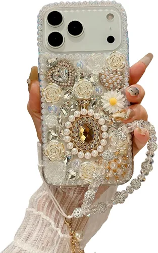 Vista 22 de iFiLOVE para iPhone 7 Plus/8 Plus Funda con Diamantes Brillantes y Correa de Flores, 3D Lujo Brillante Purpurina Cristal Diamantes de Imitación