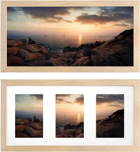 Vista 8 de KINLINK Marcos de fotos de 7 x 14 pulgadas, color negro, de madera maciza, con 3 aperturas, con plexiglás acrílico, para múltiples fotos de 4 x 6