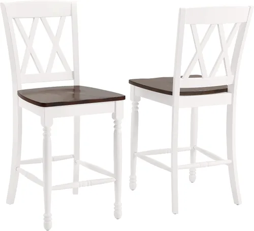 Vista 5 de Crosley Furniture Shelby Wood X - Juego de 2 taburetes de bar con altura trasera