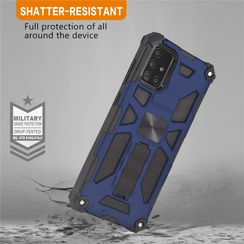 Vista 5 de Funda de teléfono para Samsung Galaxy A51 4G con protector de pantalla de vidrio templado y accesorios para celda, soporte de soporte resistente