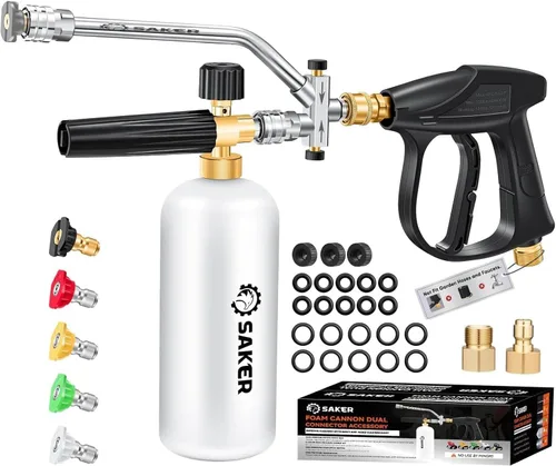 Vista 10 de Accesorio de Conector Dual de Cañón de Espuma Saker para Kit de Lavadora a Presión, con Cañón de Espuma de Conector Dual, Pistola de Lavadora a