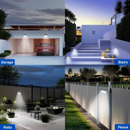 Vista 9 de JEJOT Paquete de 6 luces solares con sensor de movimiento para exteriores, impermeables, 270° de ángulo amplio, 3 modos, luces solares de pared