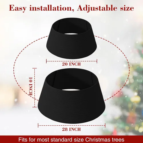 Vista 3 de Collar de árbol de Navidad, falda grande para árboles artificiales de 6 a 9 Negro